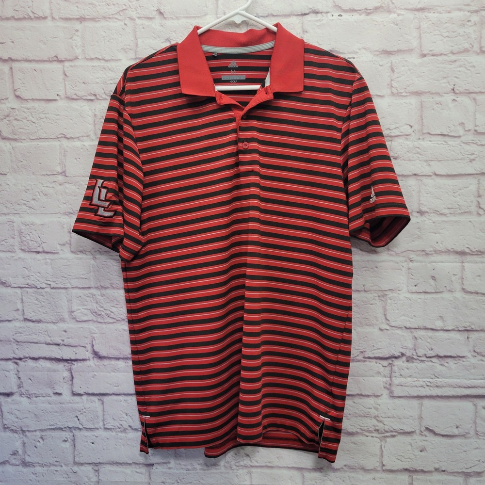Adidas Golf Striped Polo Shirt M Red Black Athletic Streetwear Golfcore Sporty